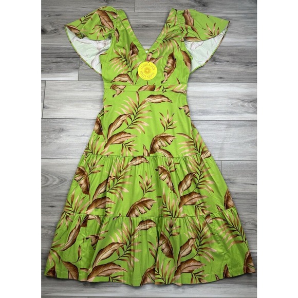 Alden Adair Diana Palma Tiered Midi Maxi Dress NWT Vacation Resort Tropical $392 - Picture 7 of 11